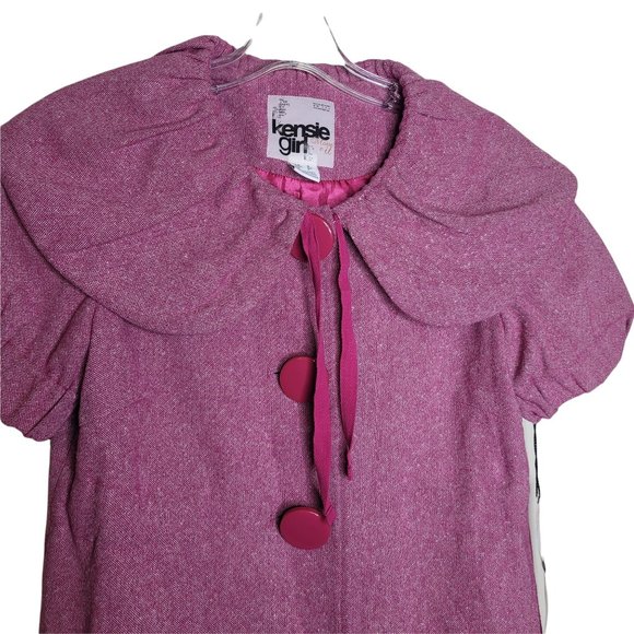 Kensie Girl NWT Pink Shimmering Short Sleeve Coat Peter Pan Collar Pockets Small - Picture 5 of 7